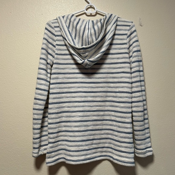 Faherty Pacifica Terry Stripe Hoodie Cream Azure Stripe XS - Picture 5 of 7